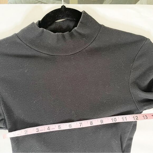 Abercrombie & Fitch A&F long sleeve ribbed knit mock neck mini dress black M - Picture 7 of 12